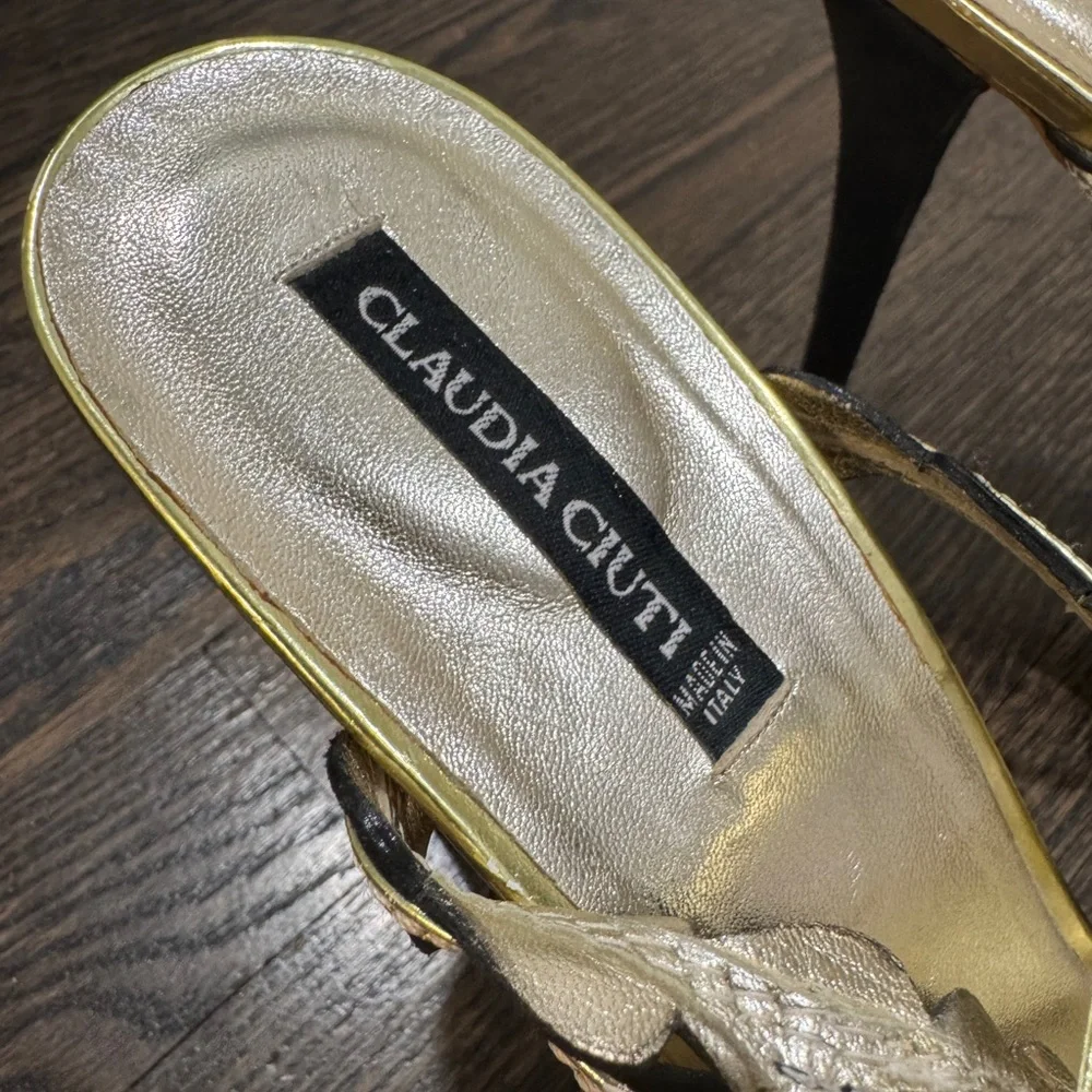 Claudia Ciuti • Black & Gold High Heel Sandals (9.5M-run small) Made in Italy
